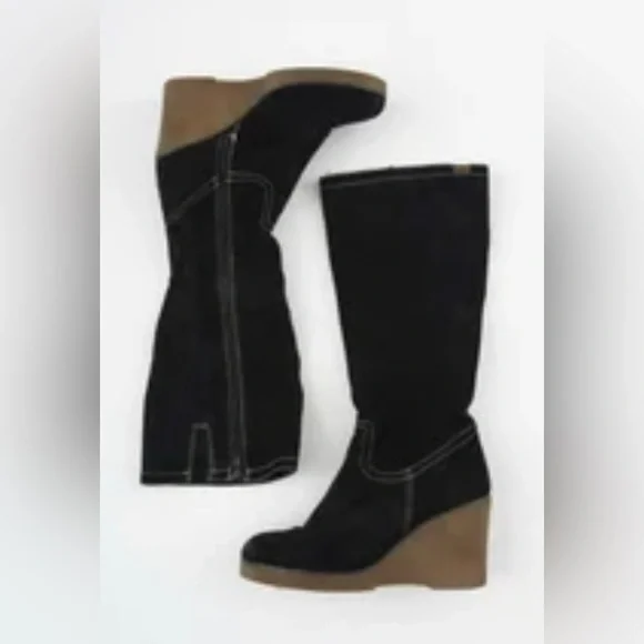 knee emu wedge boots